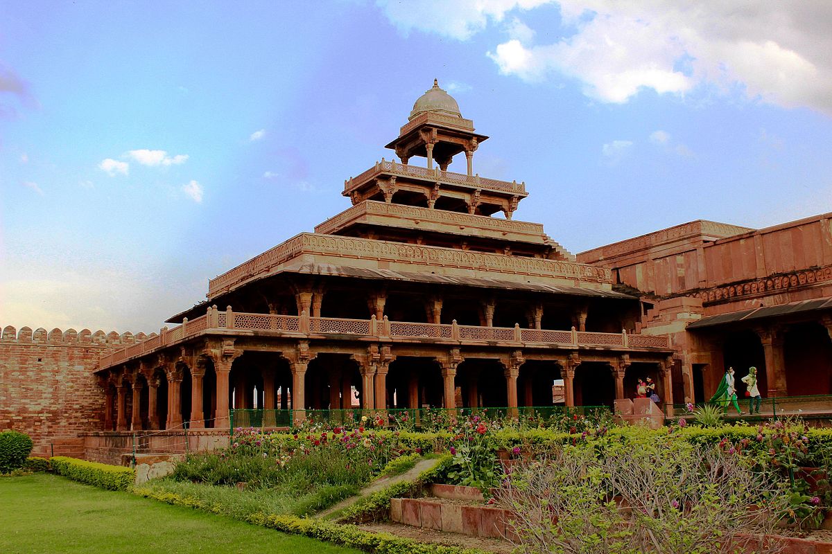 पंच महल और उसके उद्यान फ़तेहपुर सीकरी उत्तर प्रदेश भारत eduat10 Panch Mahal and its gardens Fatehpur Sikri Uttar Pradesh India eduat10